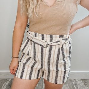 Striped Paper Bag Shorts